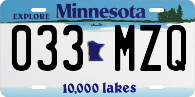 MN license plate 033MZQ
