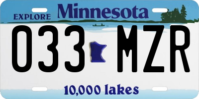 MN license plate 033MZR