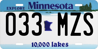 MN license plate 033MZS
