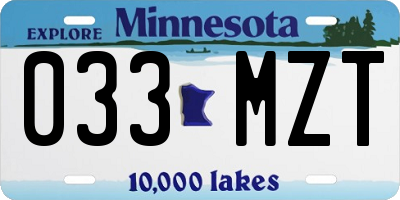 MN license plate 033MZT