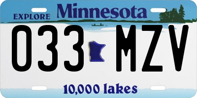 MN license plate 033MZV