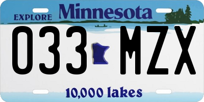 MN license plate 033MZX