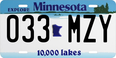 MN license plate 033MZY