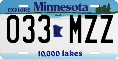 MN license plate 033MZZ