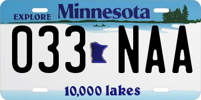 MN license plate 033NAA