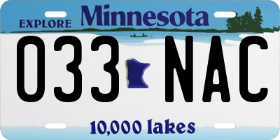 MN license plate 033NAC