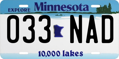 MN license plate 033NAD