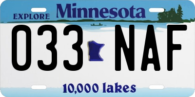 MN license plate 033NAF