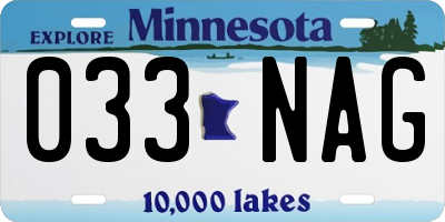 MN license plate 033NAG
