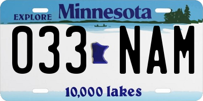 MN license plate 033NAM