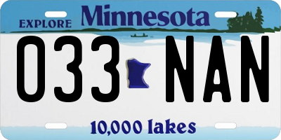 MN license plate 033NAN