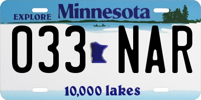 MN license plate 033NAR