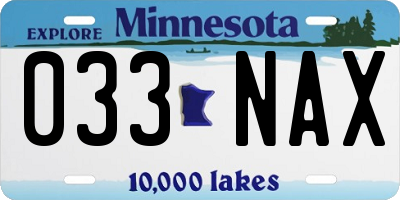 MN license plate 033NAX