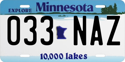 MN license plate 033NAZ