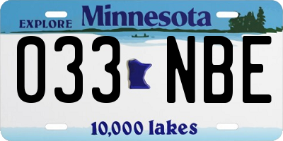 MN license plate 033NBE