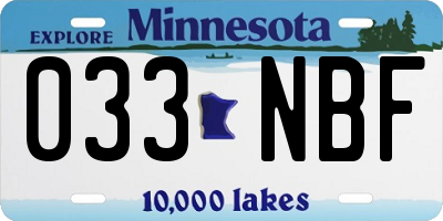 MN license plate 033NBF