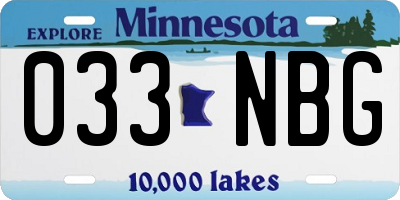 MN license plate 033NBG