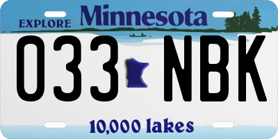 MN license plate 033NBK