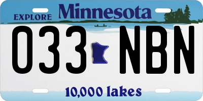 MN license plate 033NBN