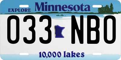 MN license plate 033NBO