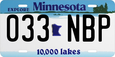 MN license plate 033NBP