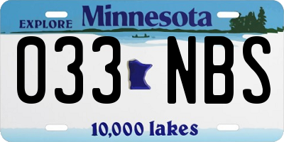 MN license plate 033NBS