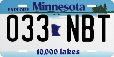 MN license plate 033NBT