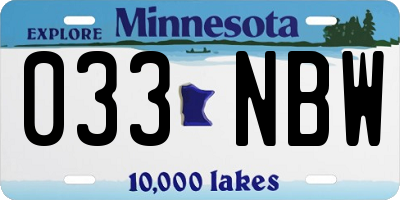MN license plate 033NBW