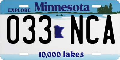 MN license plate 033NCA