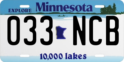 MN license plate 033NCB