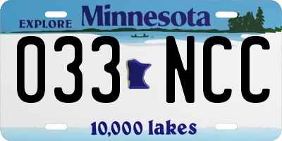 MN license plate 033NCC