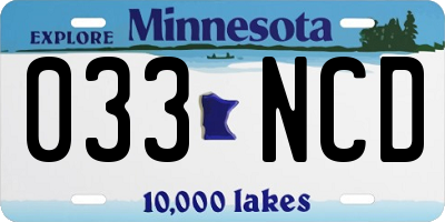 MN license plate 033NCD