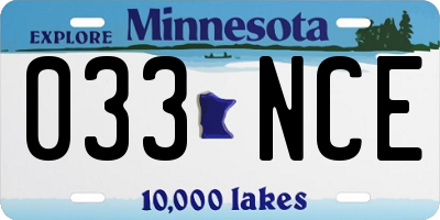 MN license plate 033NCE