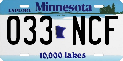 MN license plate 033NCF