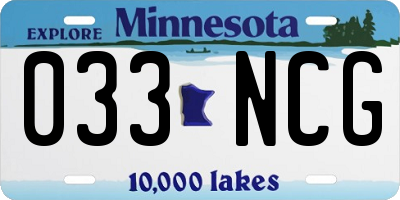 MN license plate 033NCG