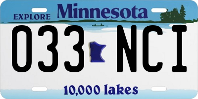 MN license plate 033NCI