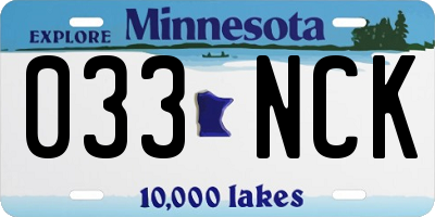 MN license plate 033NCK