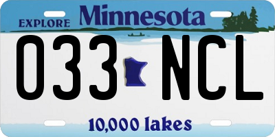 MN license plate 033NCL