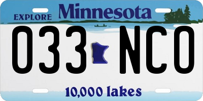 MN license plate 033NCO