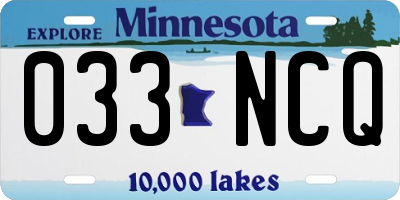 MN license plate 033NCQ