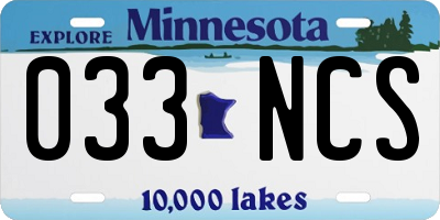 MN license plate 033NCS