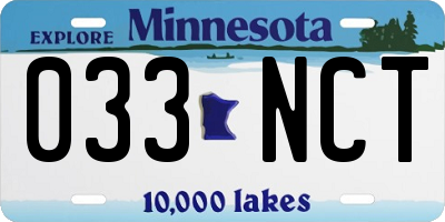 MN license plate 033NCT