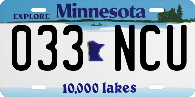 MN license plate 033NCU