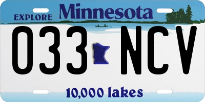 MN license plate 033NCV