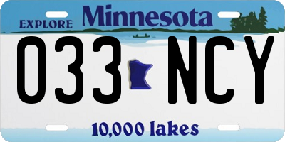 MN license plate 033NCY