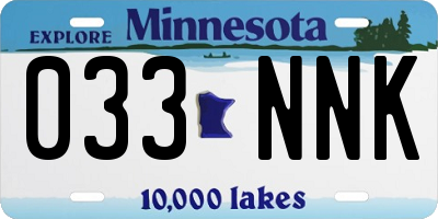 MN license plate 033NNK