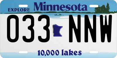 MN license plate 033NNW