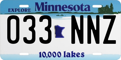 MN license plate 033NNZ