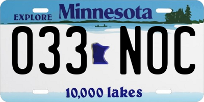 MN license plate 033NOC