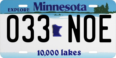 MN license plate 033NOE